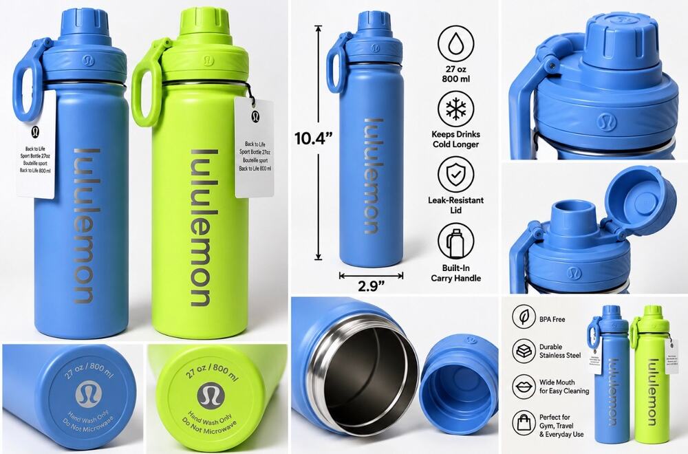 lululemon Back to Life Sport Bottle 27oz Blue Green 2 Pack NWT